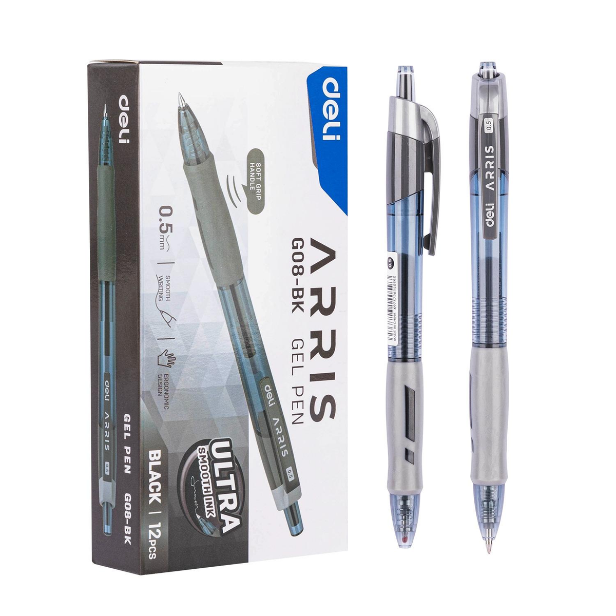Roller Deli Retractil Gel Arris Punta 0,5mm Negro