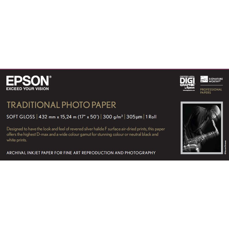 Rollo Papel fotográfico Epson 17" 15,2 m 300 g/m²