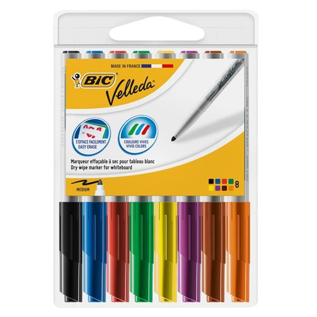 Rotulador BIC Boli 8 Marcadores Velleda 1741 Punta Conica Trazo 1,4mm Surtidos