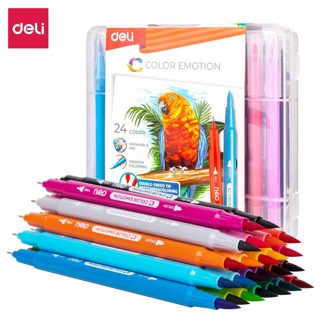 Rotulador Deli C.24 Rotuladores Doble Punta Colores Surtidos