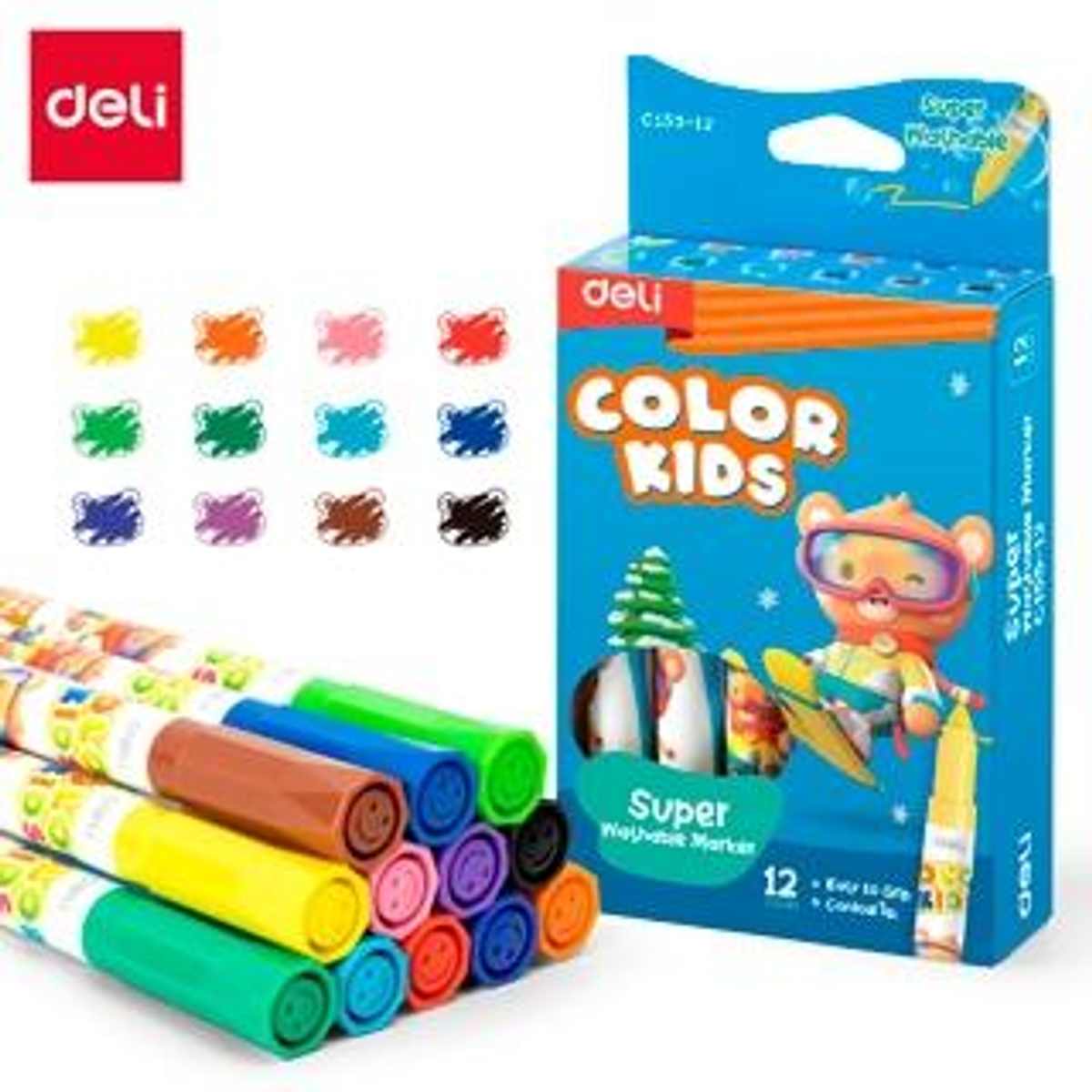 Rotulador Deli C.12 Rotuladores Lavables Colores Surtidos