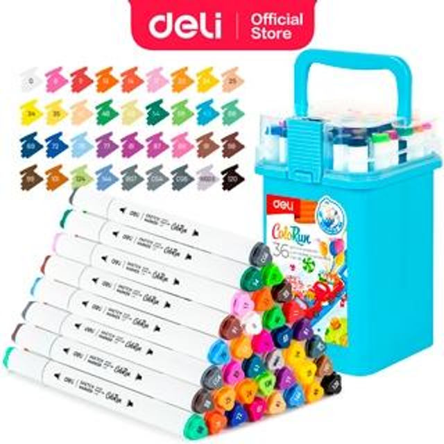 Rotulador Deli Maletin 36 Rotuladores Colorun Doble Punta Colores Surtidos