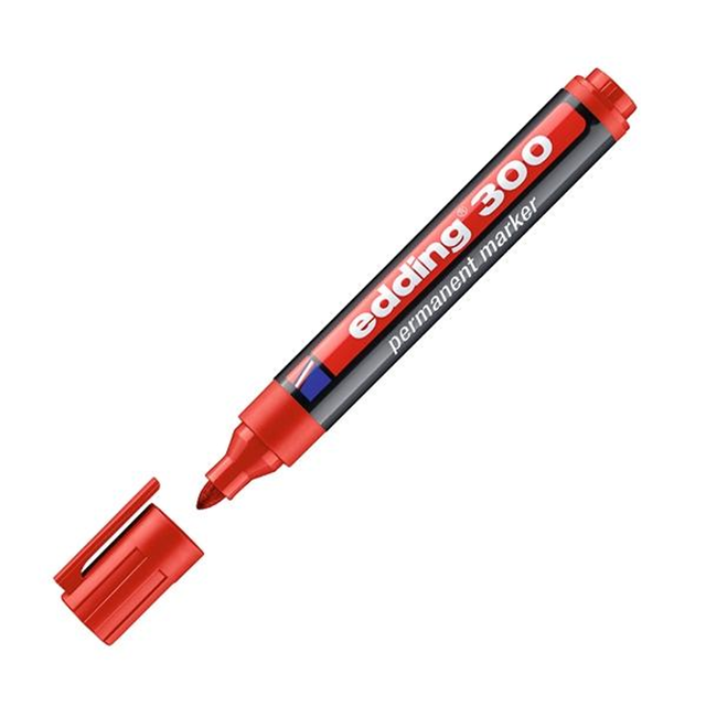 Rotulador Edding Marcador Permanente 300 - Punta Conica - Trazo 1,5 Mm a 3 Mm Rojo