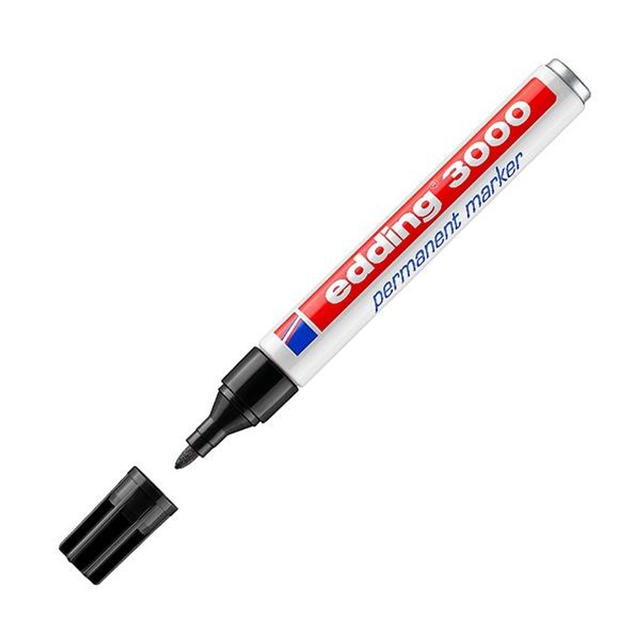 Rotulador Edding Marcador Permanente 3000 Punta Conica Trazo 1,5-3mm Negro