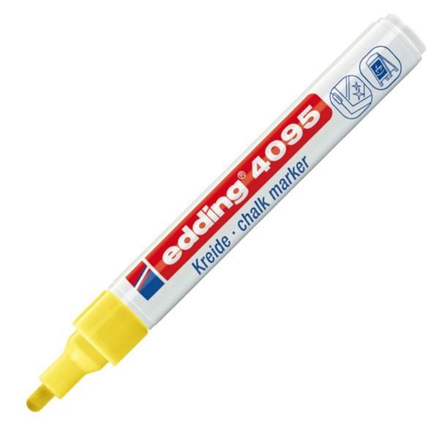 Rotulador Edding Marcador Tiza Liquida 4095 Punta Conica Trazo 2-3mm Amarillo Neon