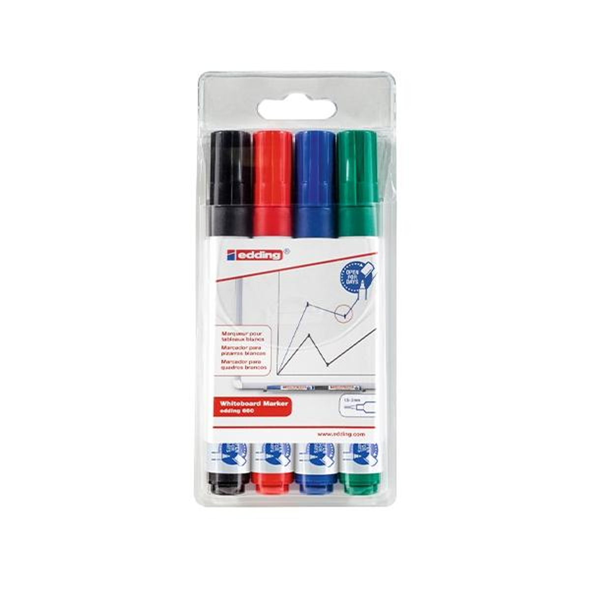 Rotulador Edding Paq.4 Marcadores Pizarra 660 Trazo 1,5-3mm Surtidos