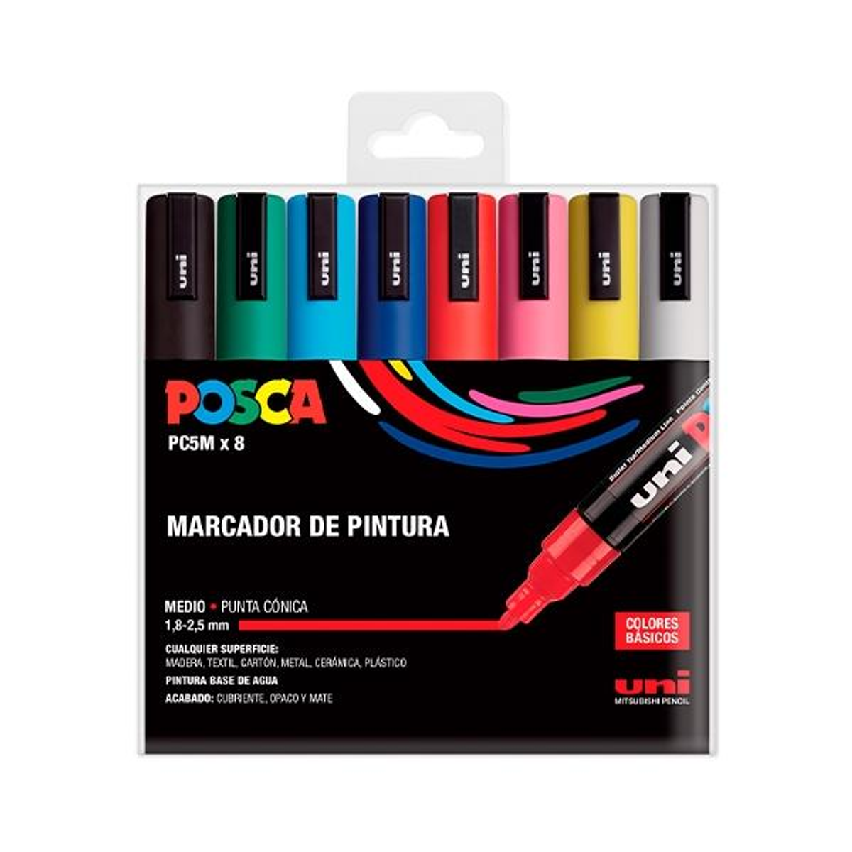 Rotulador Posca Paq.8 Rotuladores Base al Agua Trazo 8 Mm Colores Surtidos