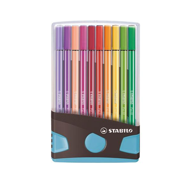 Rotulador Stabilo Pen 68 Antracita Azul - Trazo 1 Mm - Colores Surtidos - 20 Ud