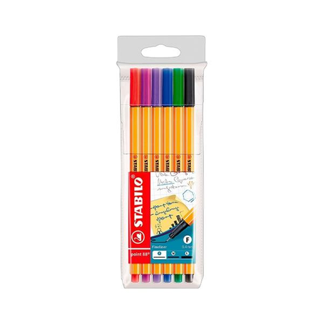 Rotulador Stabilo Paq.6 Rotuladores Point 88 Punta Fibra 0,4mm Surtidos