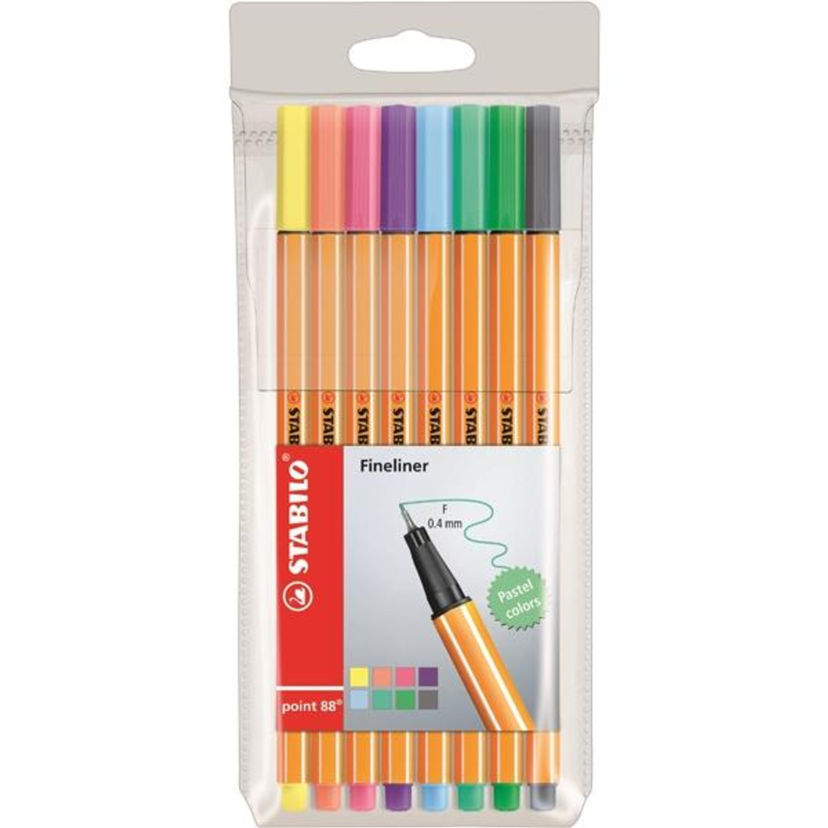 Rotulador Stabilo Paq.8 Rotuladores Point 88 Punta Fieltro Fina Trazo 0,4mm Pastel