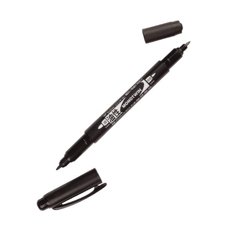 Rotulador Tombow Permanente Mono Twin Doble Punta Fina y Gruesa Negro