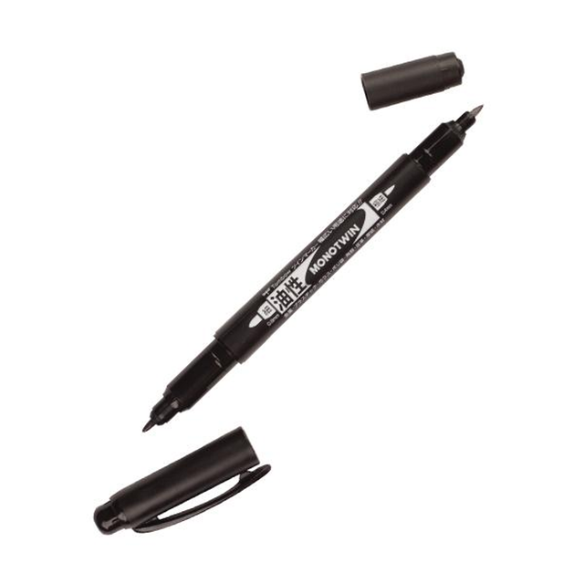 Rotulador Tombow Permanente Mono Twin Doble Punta Fina y Gruesa Negro
