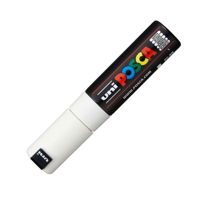 Rotulador Uni-ball Marcador Pintura Base Agua Uni Posca PC-8K Trazo 8mm Blanco