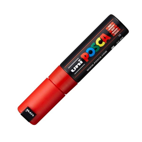 Rotulador Uni-ball Marcador Pintura Base Agua Uni Posca PC-8K Trazo 8mm Rojo