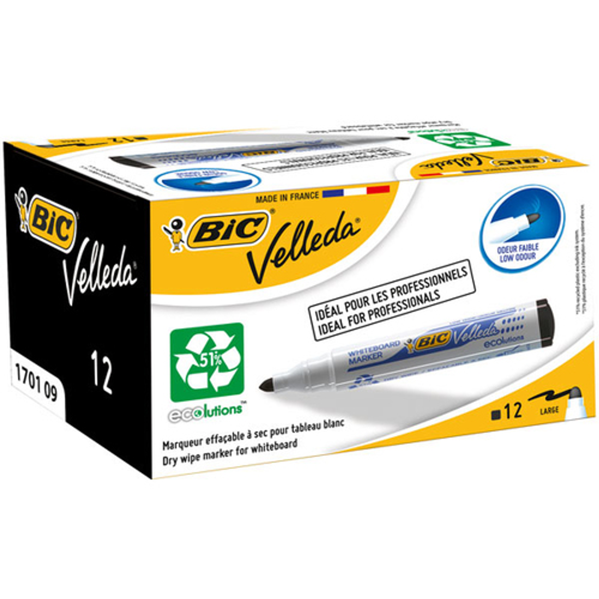 Rotulador Velleda Marcador Pizarra Bic 1701 Punta Conica Trazo 1,3mm Negro - vista 2