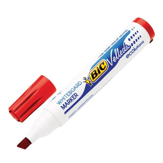 Rotulador Velleda Marcador Pizarra Bic 1751 Punta Biselada Trazo 5,5mm Rojo