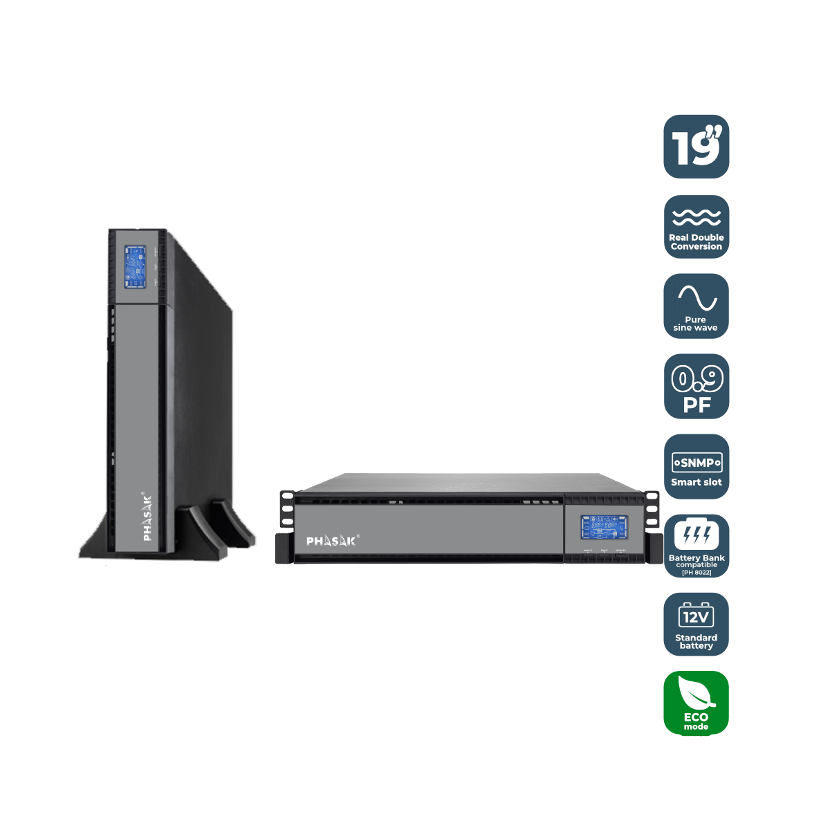 SAI PHASAK Online Rack 1000VA 900W online - vista 2