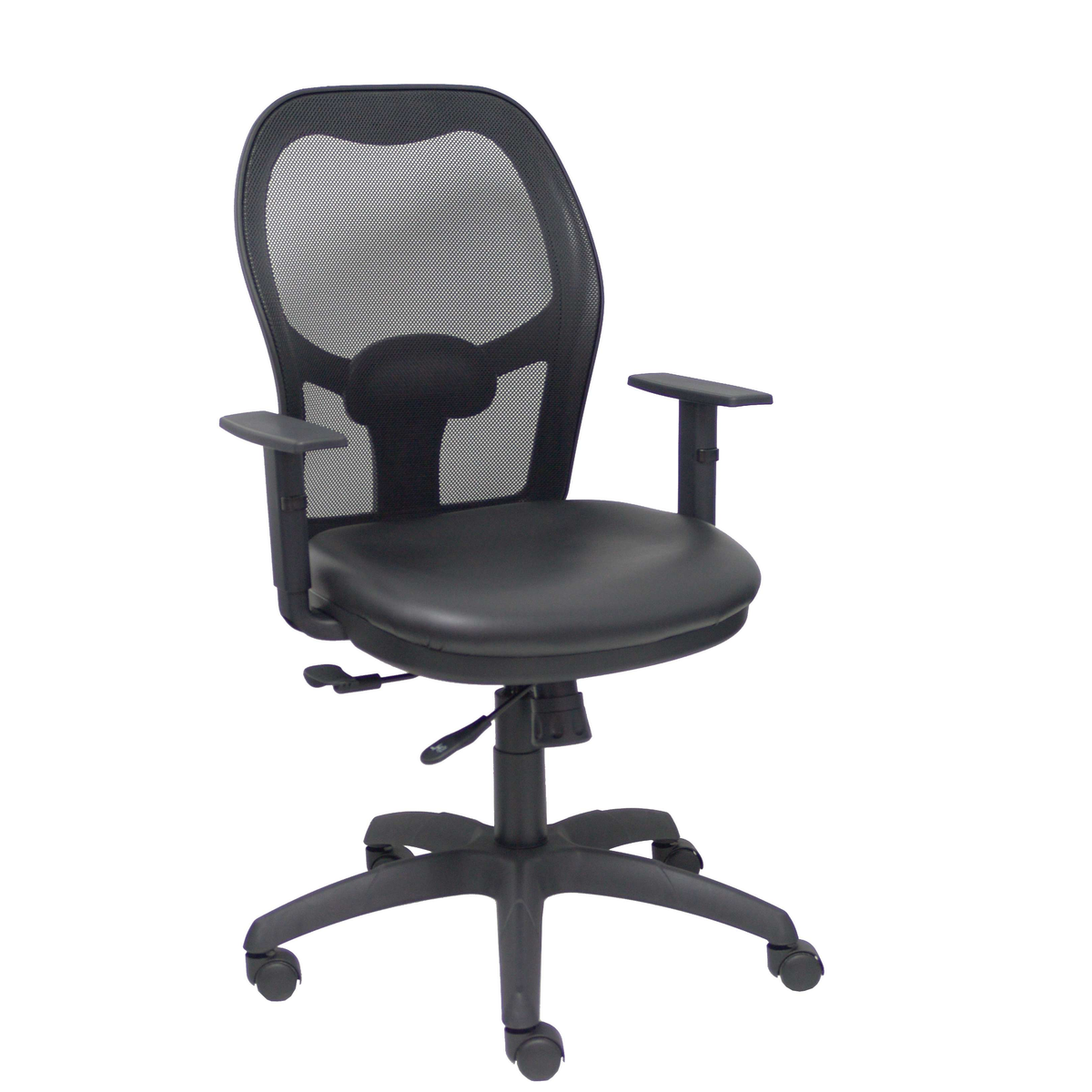 Silla de oficina Piqueras y Crespo Jorquera Malla + Similpiel - Sincro con traslack · Brazos - Negro