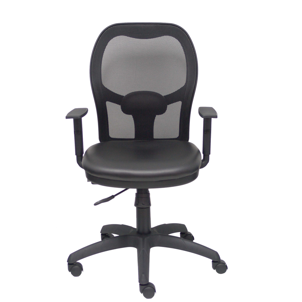 Silla de oficina Piqueras y Crespo Jorquera Malla + Similpiel - Sincro con traslack · Brazos - Negro