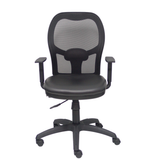 Silla de oficina Piqueras y Crespo Jorquera Malla + Similpiel - Sincro con traslack · Brazos - Negro