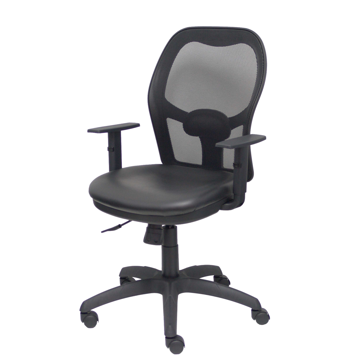 Silla de oficina Piqueras y Crespo Jorquera Malla + Similpiel - Sincro con traslack · Brazos - Negro