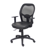 Silla de oficina Piqueras y Crespo Jorquera Malla + Similpiel - Sincro con traslack · Brazos - Negro