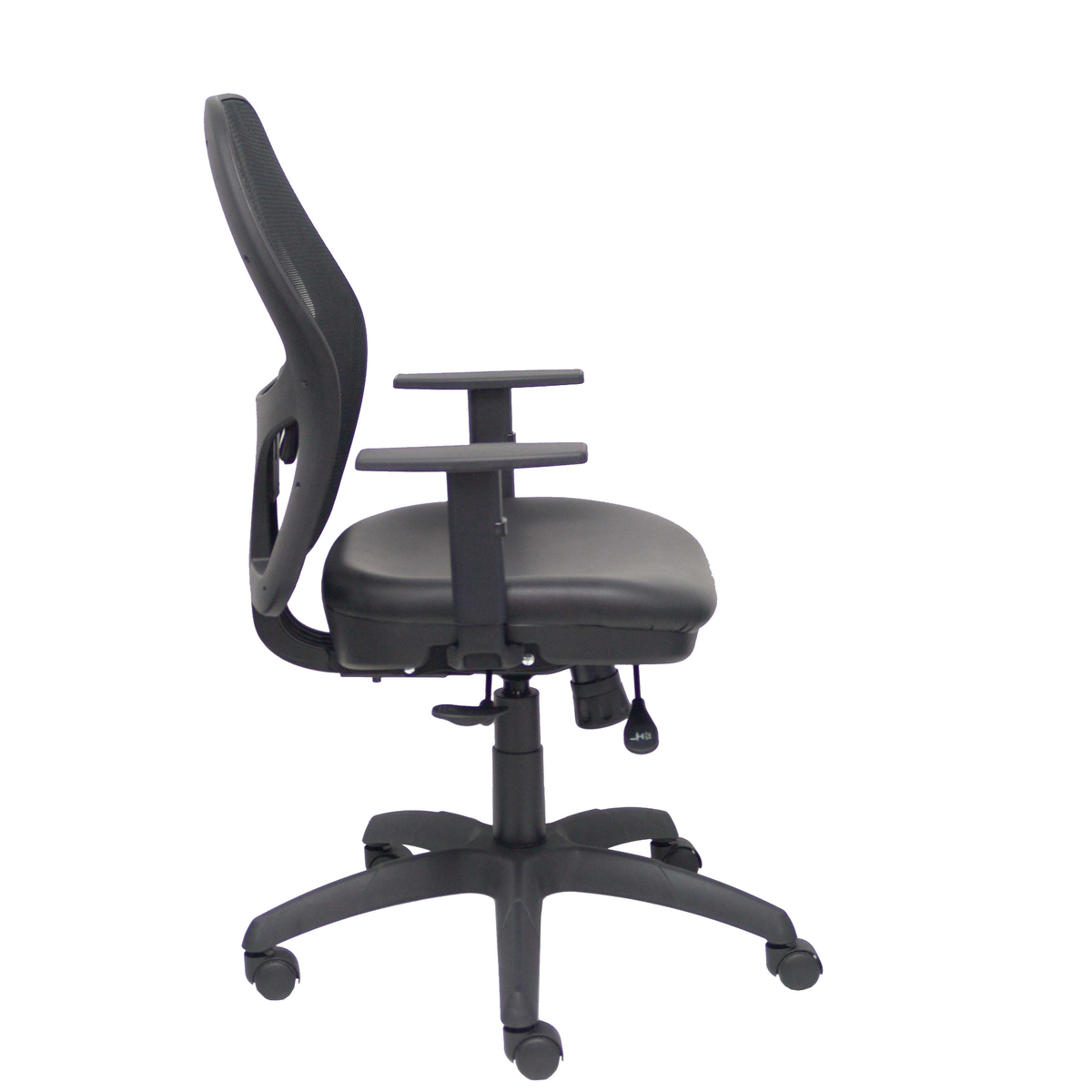 Silla de oficina Piqueras y Crespo Jorquera Malla + Similpiel - Sincro con traslack · Brazos - Negro