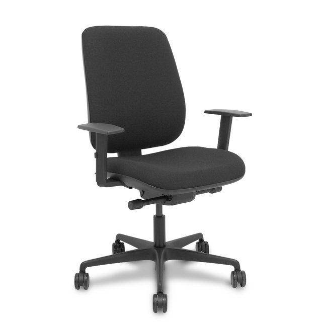 Silla de oficina Piqueras y Crespo Alares Tapizada Bali - Sincro con traslack · Brazos - Negro