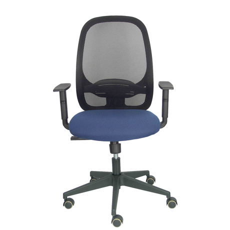 Silla de oficina Piqueras y Crespo Cilanco Negra Malla + Bali - Brazos regulables - Azul Marino