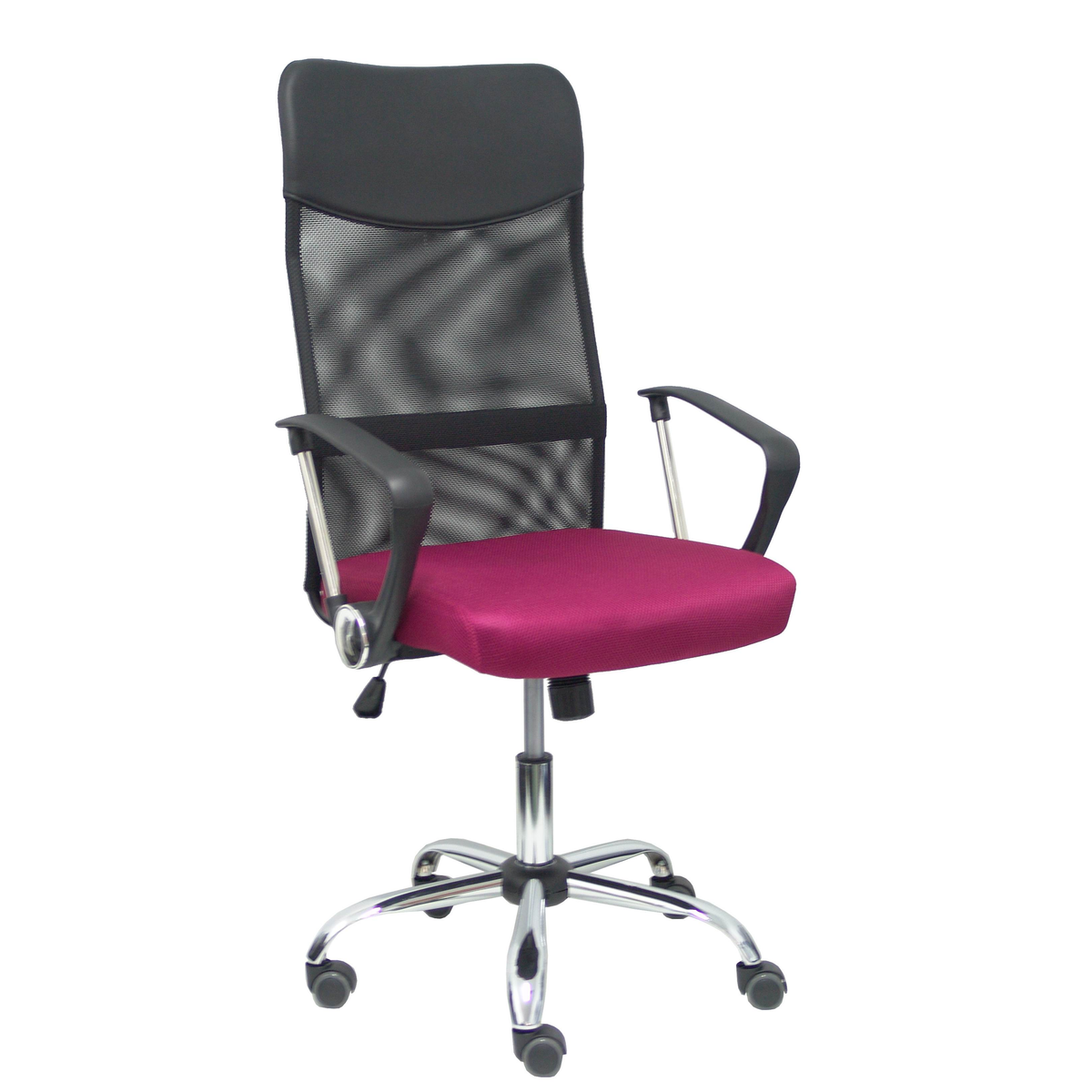 Silla de oficina Piqueras y Crespo Gontar Malla + Similpiel - Negro / Granate