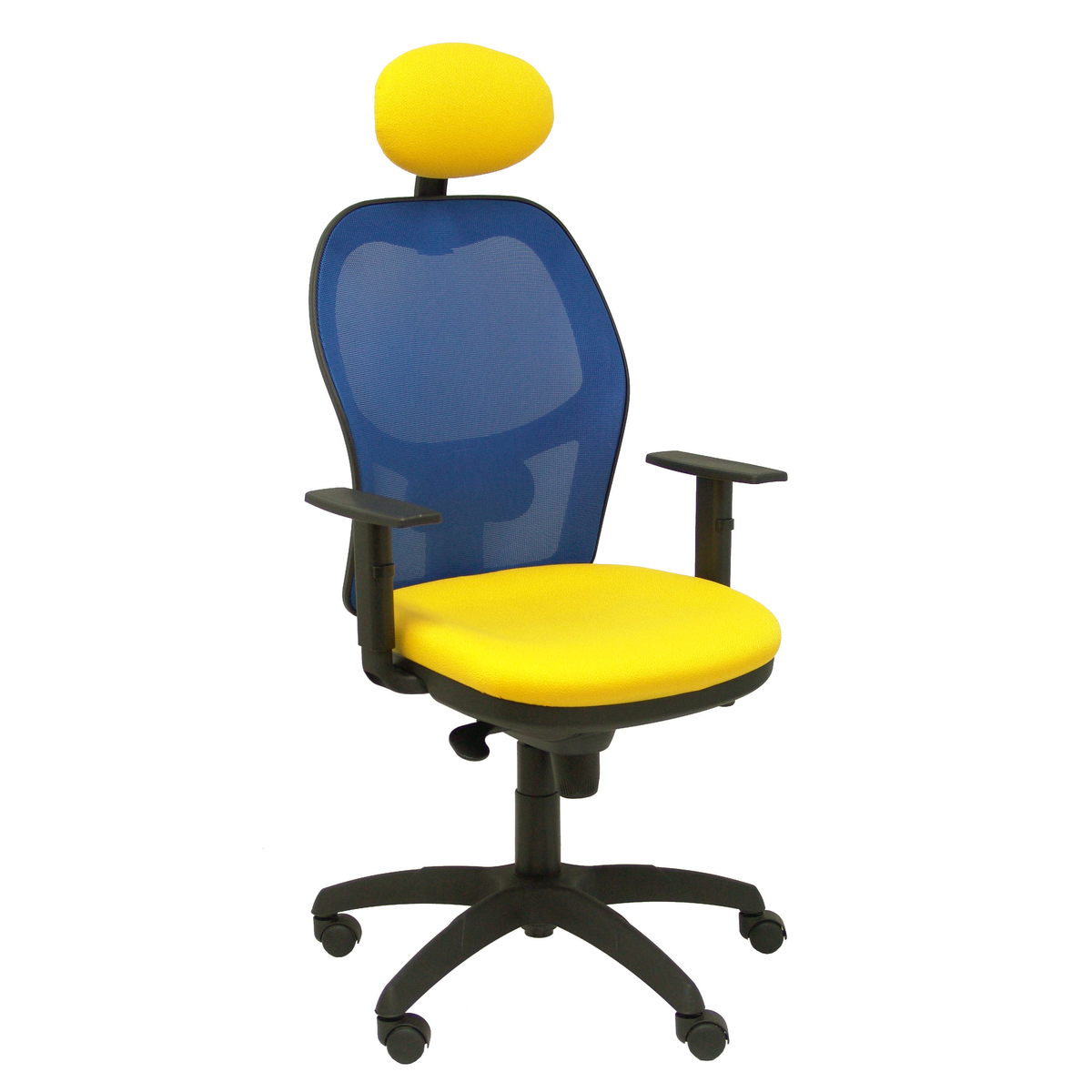 Silla de oficina Piqueras y Crespo Jorquera Malla + Bali - Ref. fabricante 15SABALI100C - Azul / Amarillo