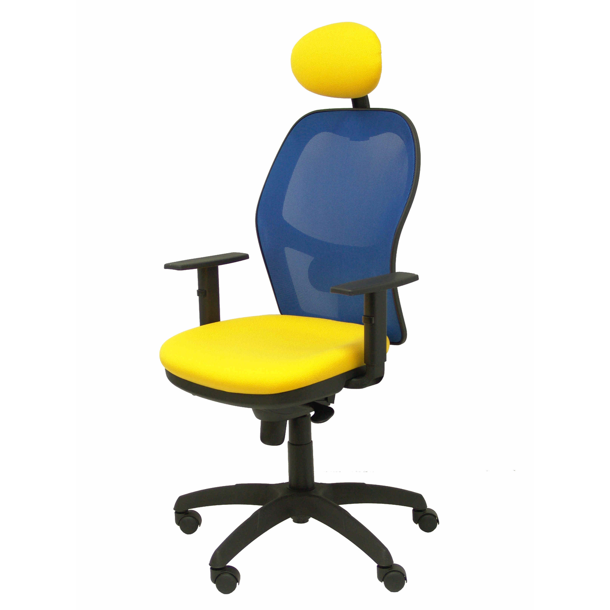 Silla de oficina Piqueras y Crespo Jorquera Malla + Bali - Ref. fabricante 15SABALI100C - Azul / Amarillo