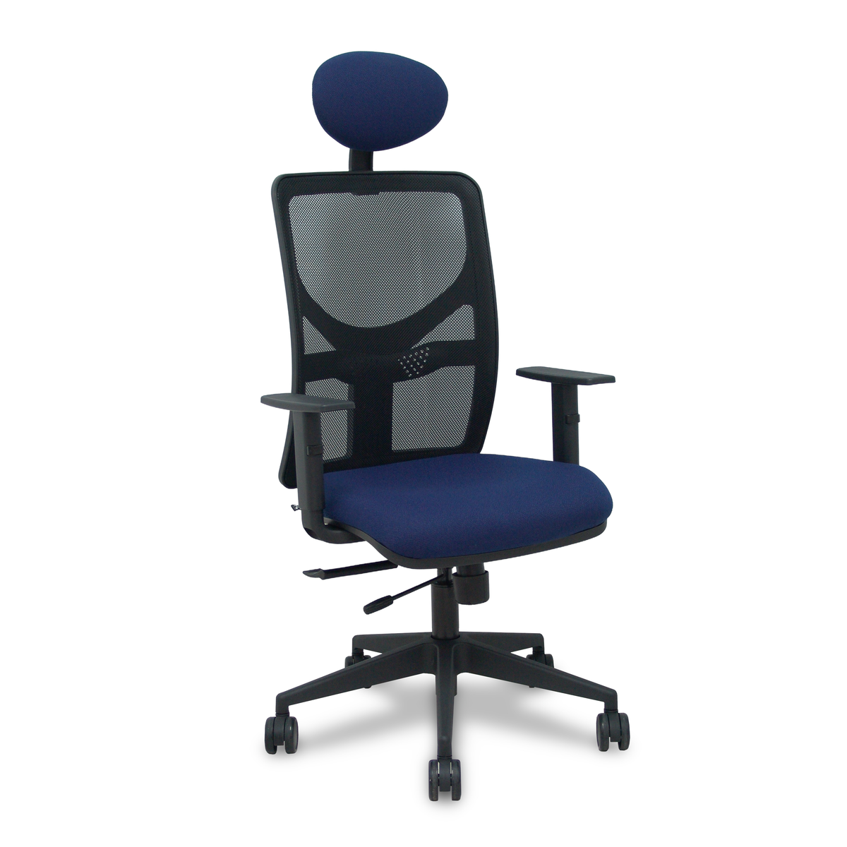 Silla de oficina Piqueras y Crespo Motilla Malla + Bali - Sincro con traslack · Brazos 1D · - Azul Marino