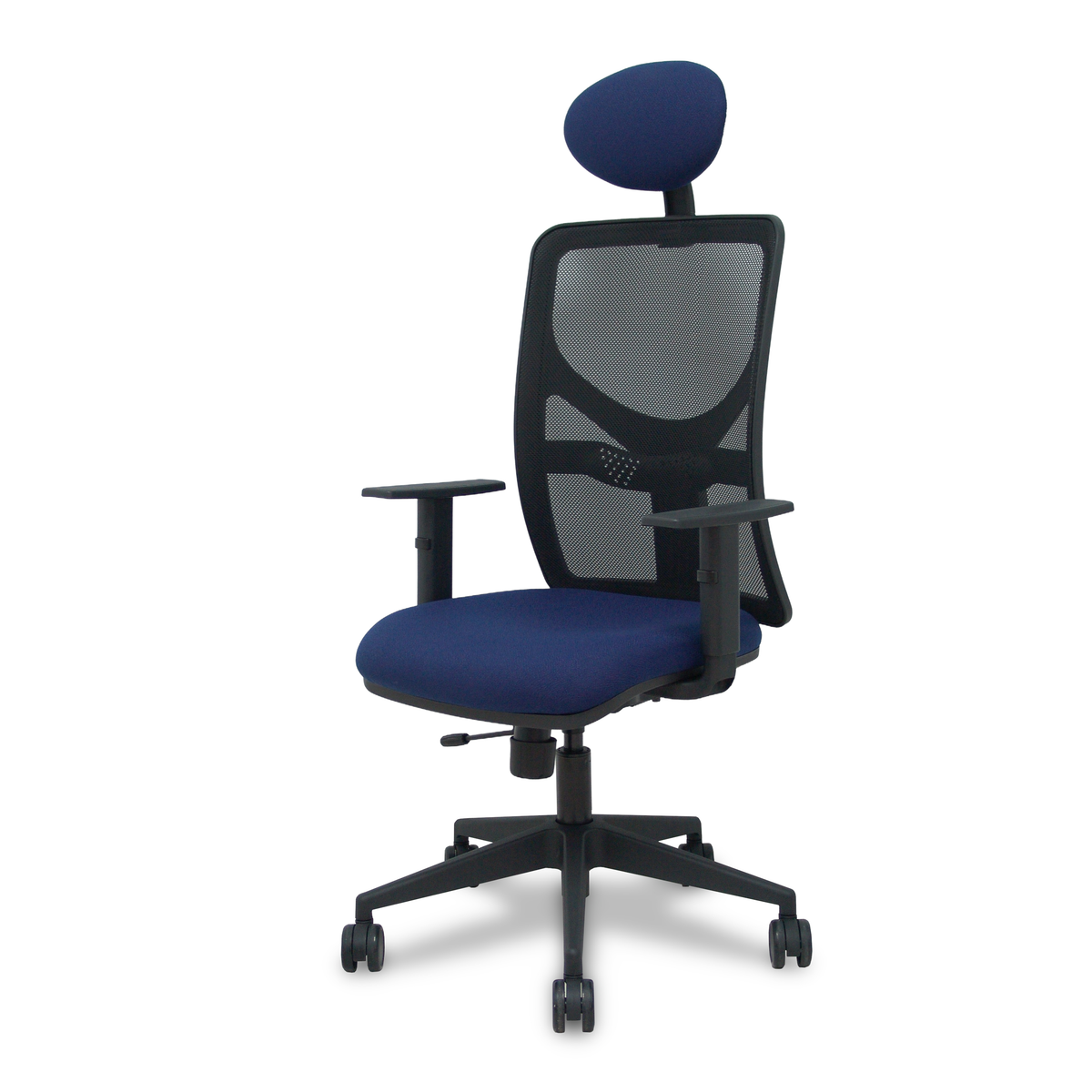 Silla de oficina Piqueras y Crespo Motilla Malla + Bali - Sincro con traslack · Brazos 1D · - Azul Marino