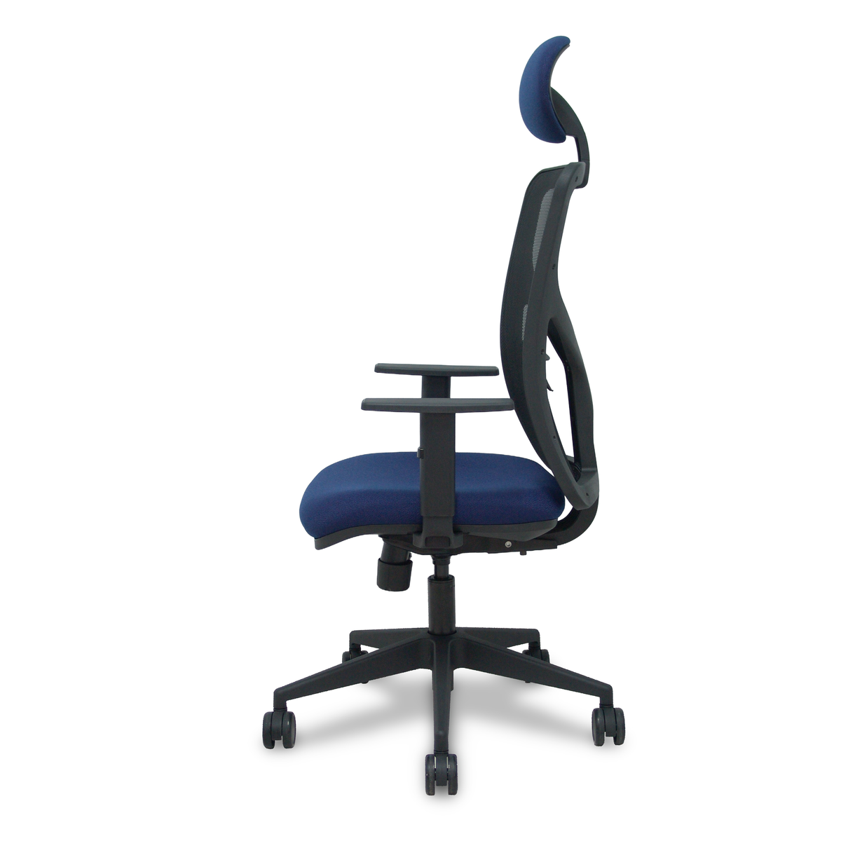 Silla de oficina Piqueras y Crespo Motilla Malla + Bali - Sincro con traslack · Brazos 1D · - Azul Marino