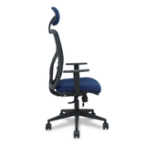 Silla de oficina Piqueras y Crespo Motilla Malla + Bali - Sincro con traslack · Brazos 1D · - Azul Marino