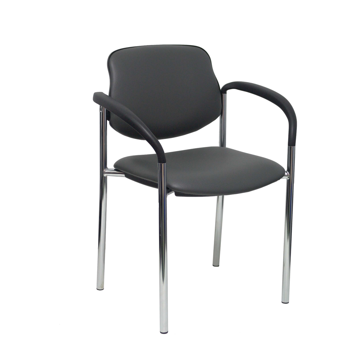 Silla de oficina Piqueras y Crespo Styl Similpiel - Brazos fijos · Chasis cromado - Gris Oscuro