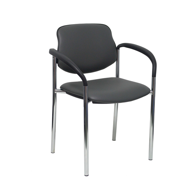 Silla de oficina Piqueras y Crespo Styl Similpiel - Brazos fijos · Chasis cromado - Gris Oscuro