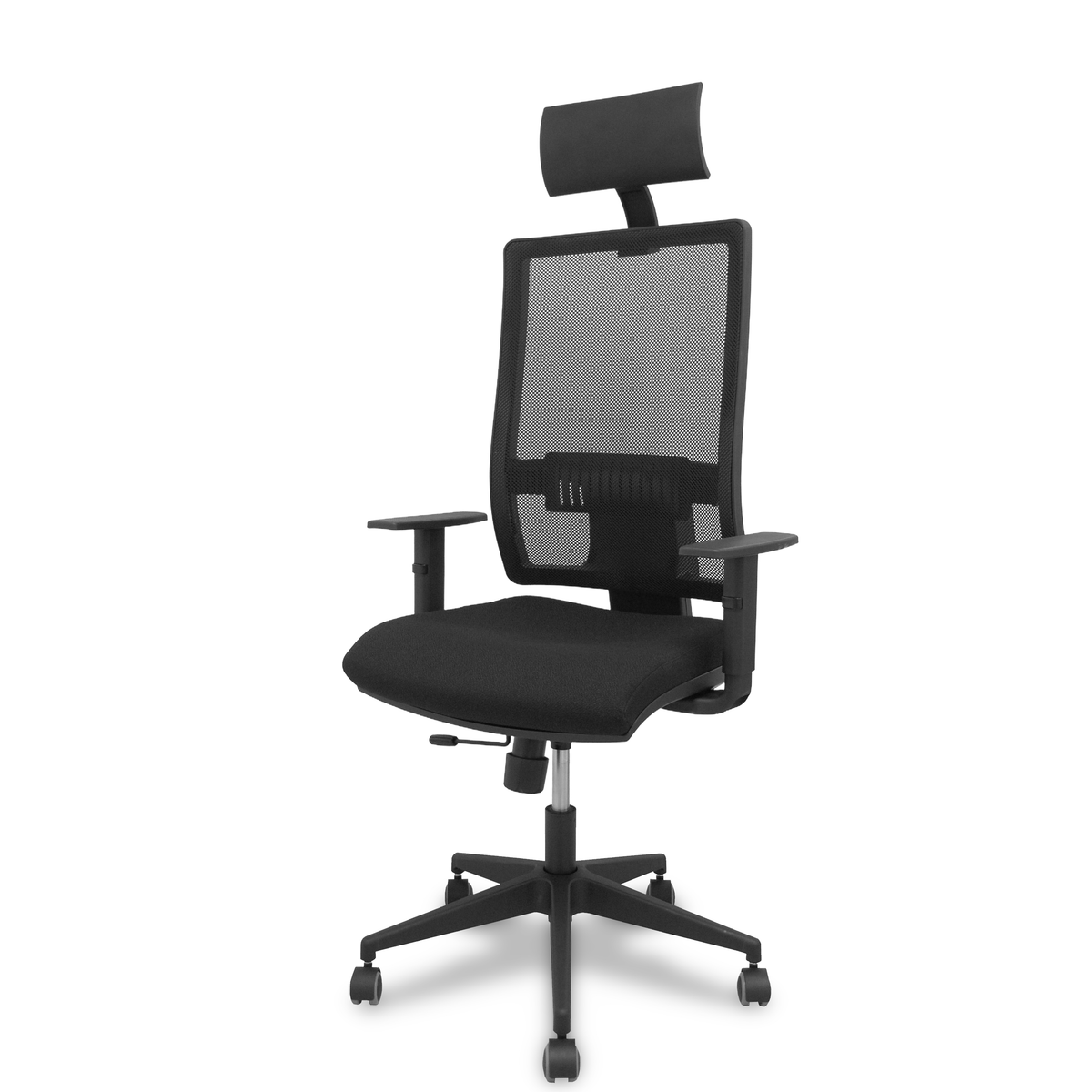 Silla de oficina Piqueras y Crespo Horna Bali + Malla - Sincro con traslack · Brazos 1D · - Negro