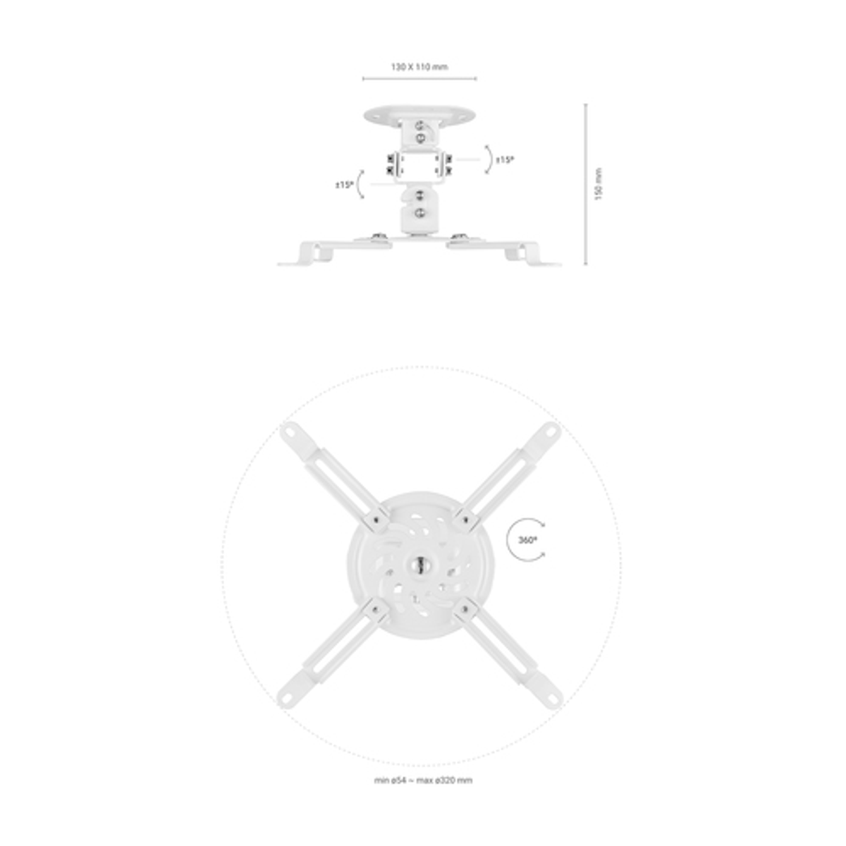Soporte para proyector AISENS CP03TSR-129 Techo 13,5 kg - vista 4