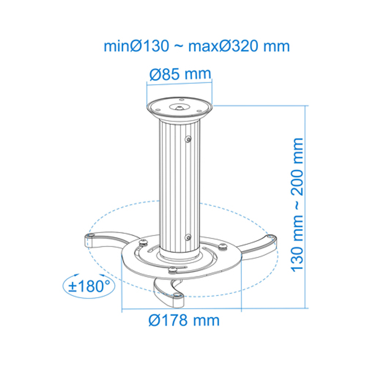 Soporte para proyector TooQ PJ1010TN-S Techo 10 kg - vista 7