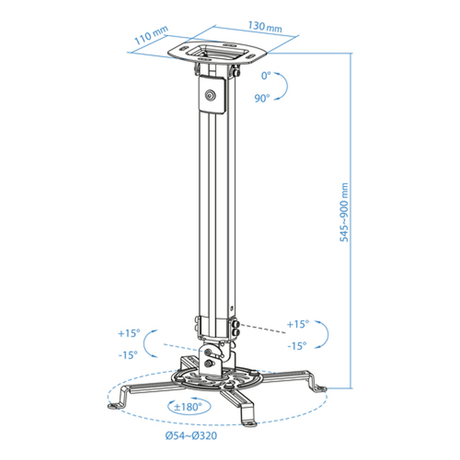 Soporte para proyector TooQ PJ3030TN-B Techo 13,5 kg - vista 5