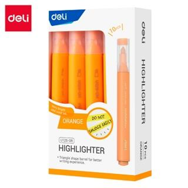 Subrayador Deli Marcador Fluorescente Punta Biselada 1-4mm Naranja