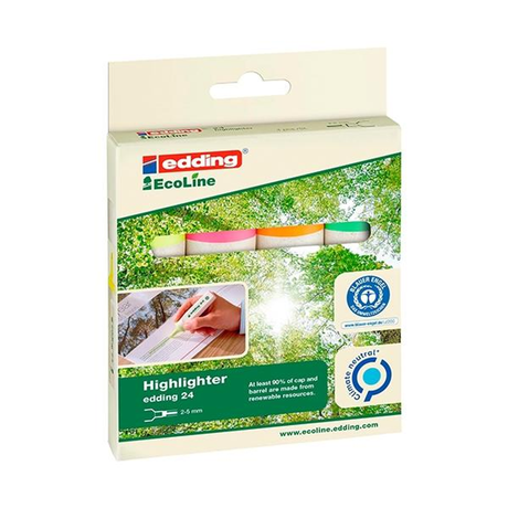 Subrayador Edding Paq.4 Marcadores Fluorescentes Ecoline 24 Colores Surtidos