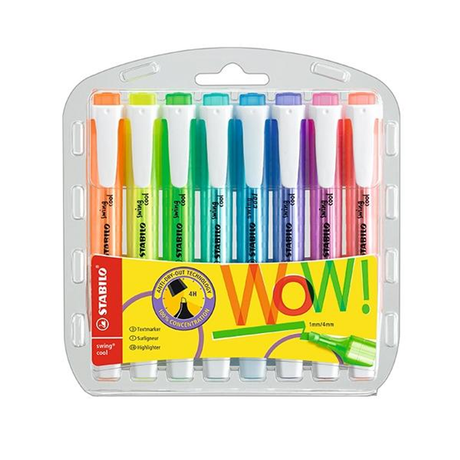 Subrayador Stabilo Paq.8 Marcadores Fluorescentes Swing Cool Colores Surtidos