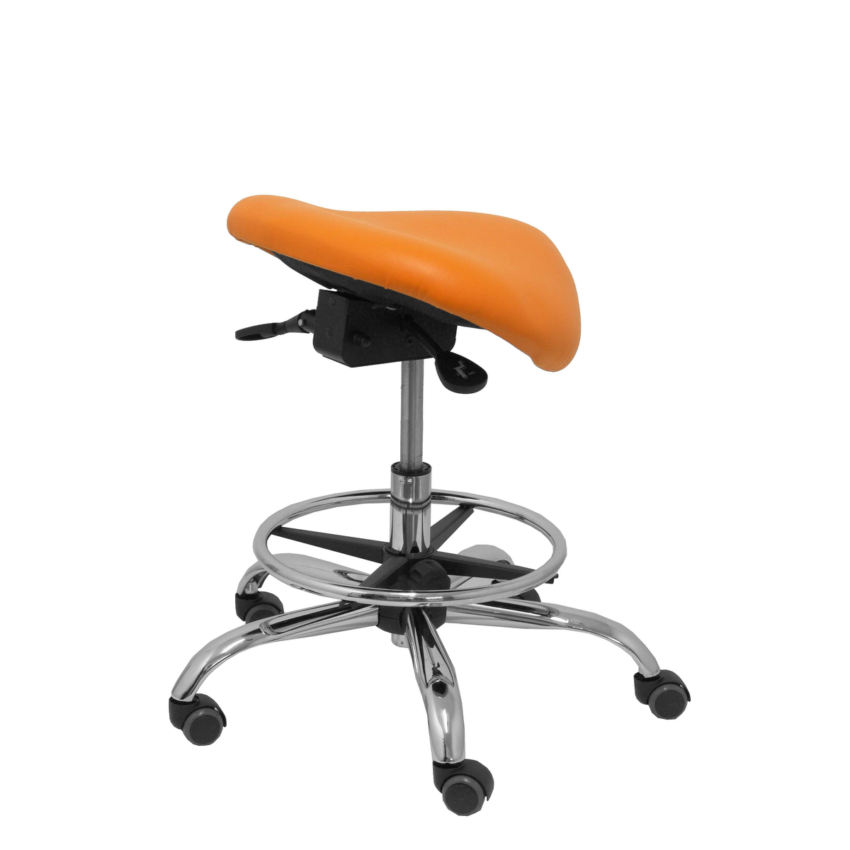 Taburete de oficina Piqueras y Crespo Alatoz Similpiel - Ref. fabricante T16BSP100CRRP - Naranja