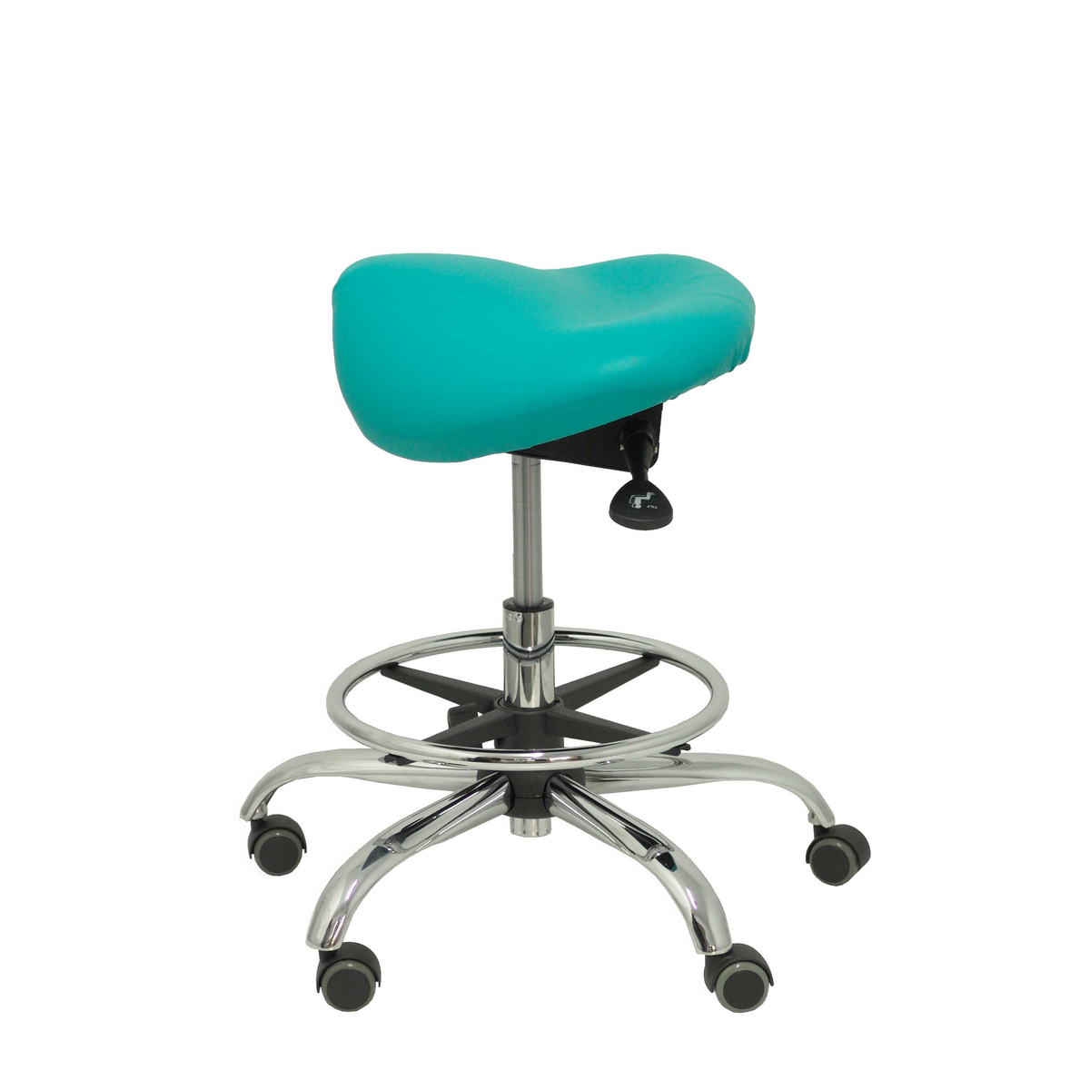 Taburete de oficina Piqueras y Crespo Alatoz Similpiel - Ref. fabricante T16BSP100CRRP - Verde