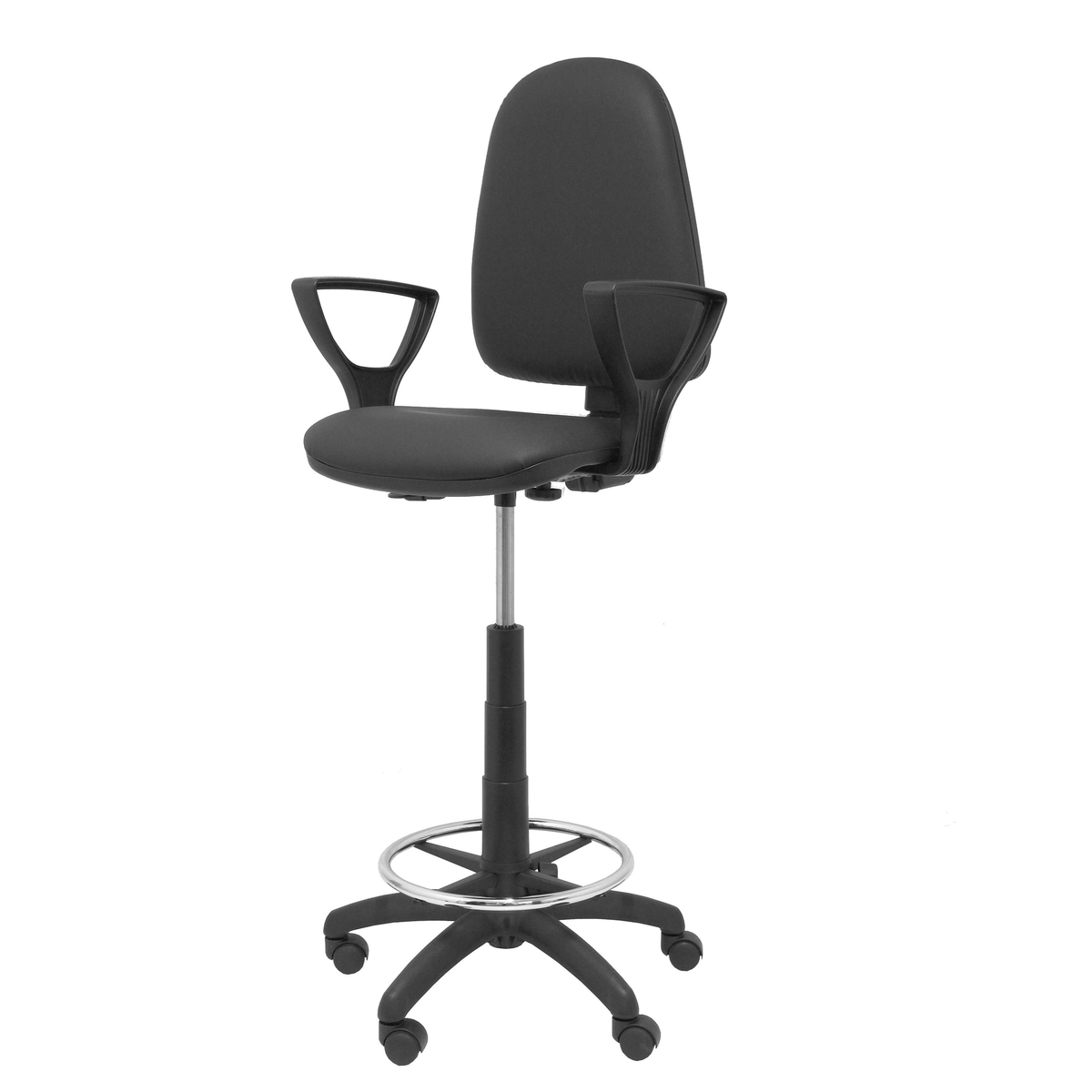 Taburete de oficina Piqueras y Crespo Ayna Similpiel - Brazos - Ref. fabricante T04CPSPNEBGOLF - Negro
