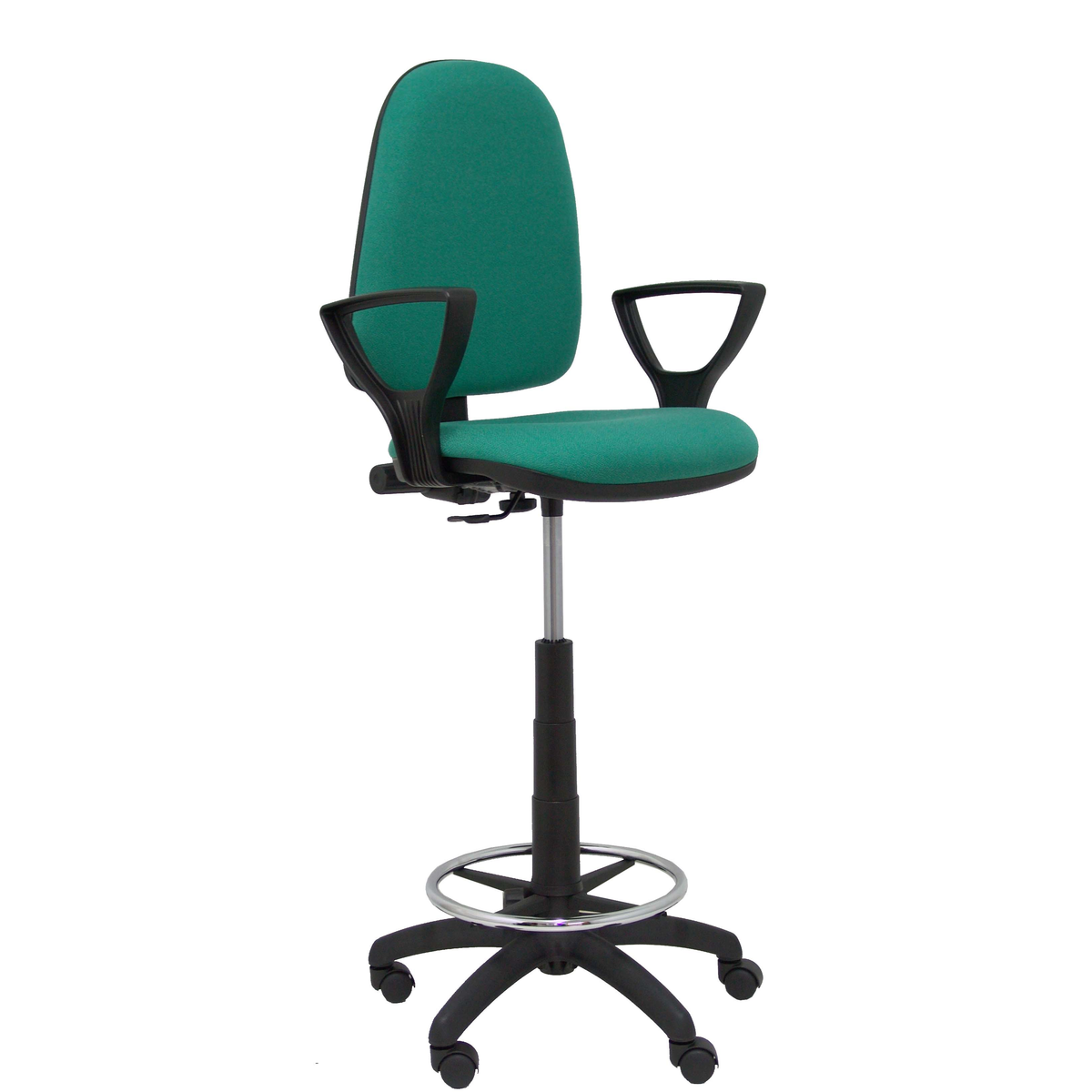Taburete de oficina Piqueras y Crespo Ayna Bali - Brazos fijos - Ref. fabricante T04CPB220BGOLF - Verde Esmeralda