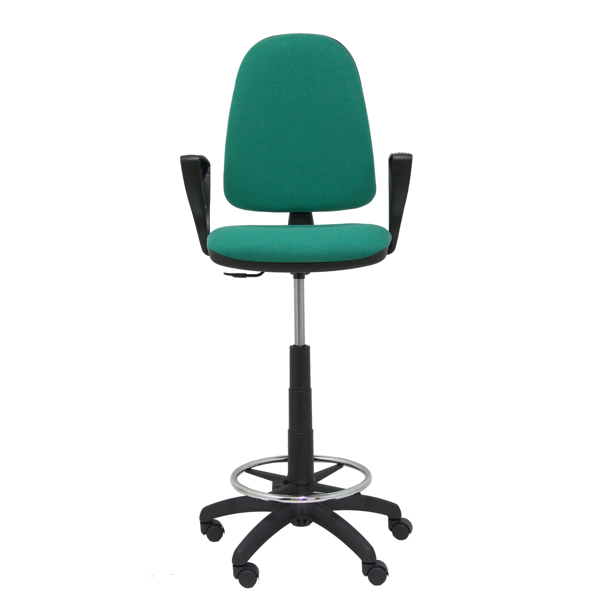 Taburete de oficina Piqueras y Crespo Ayna Bali - Brazos fijos - Ref. fabricante T04CPB220BGOLF - Verde Esmeralda